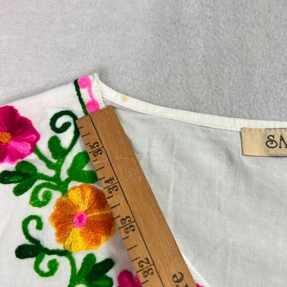 Sahiba Top Womens Large Embroidered Half Sleeve Split Hem - Picture 8 of 10